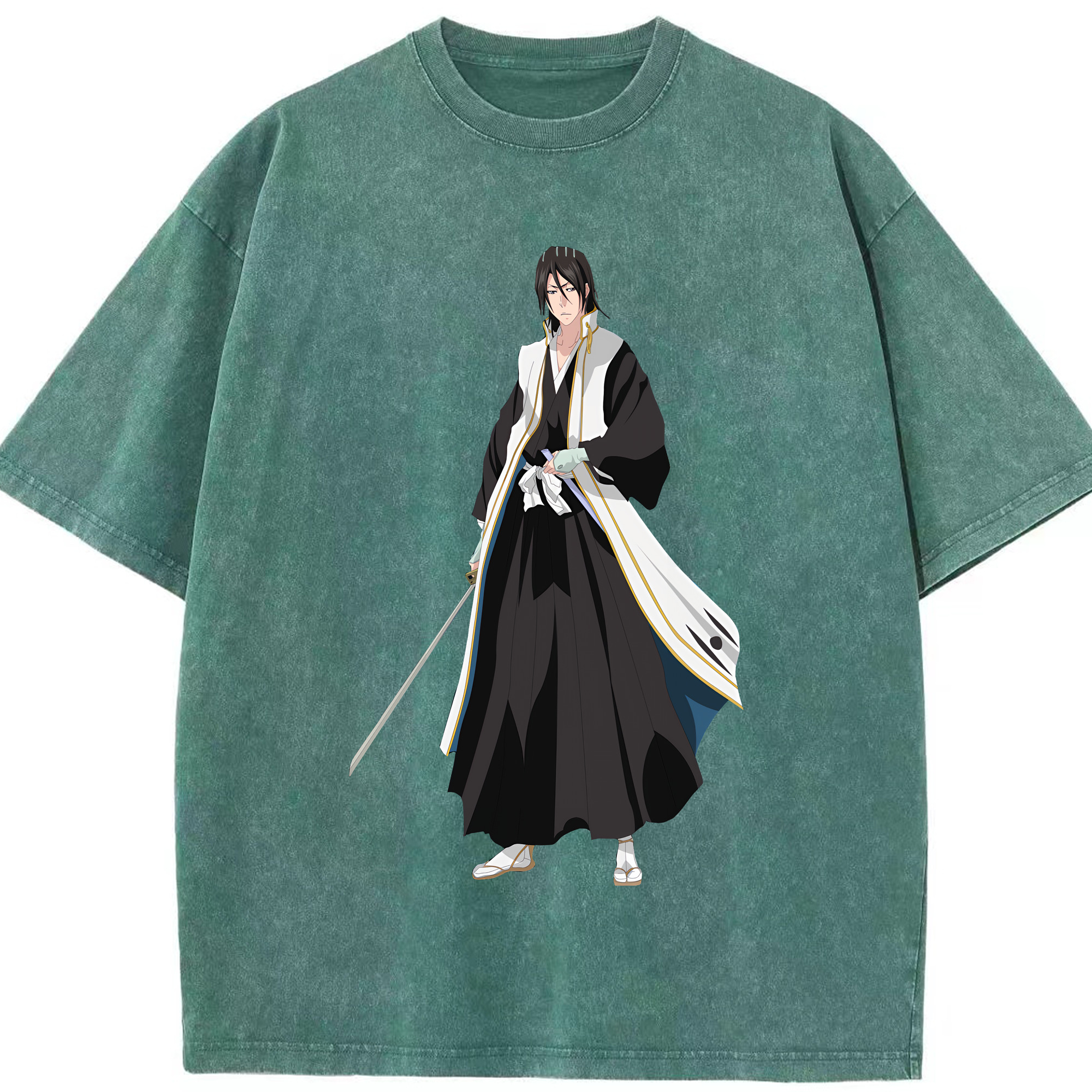 （画像用） ブリーチ くちき びゃくや BLEACH Kuchiki Byakuya 綿100% ヴィンテージ風 半袖Tシャツ（フロントプリント）